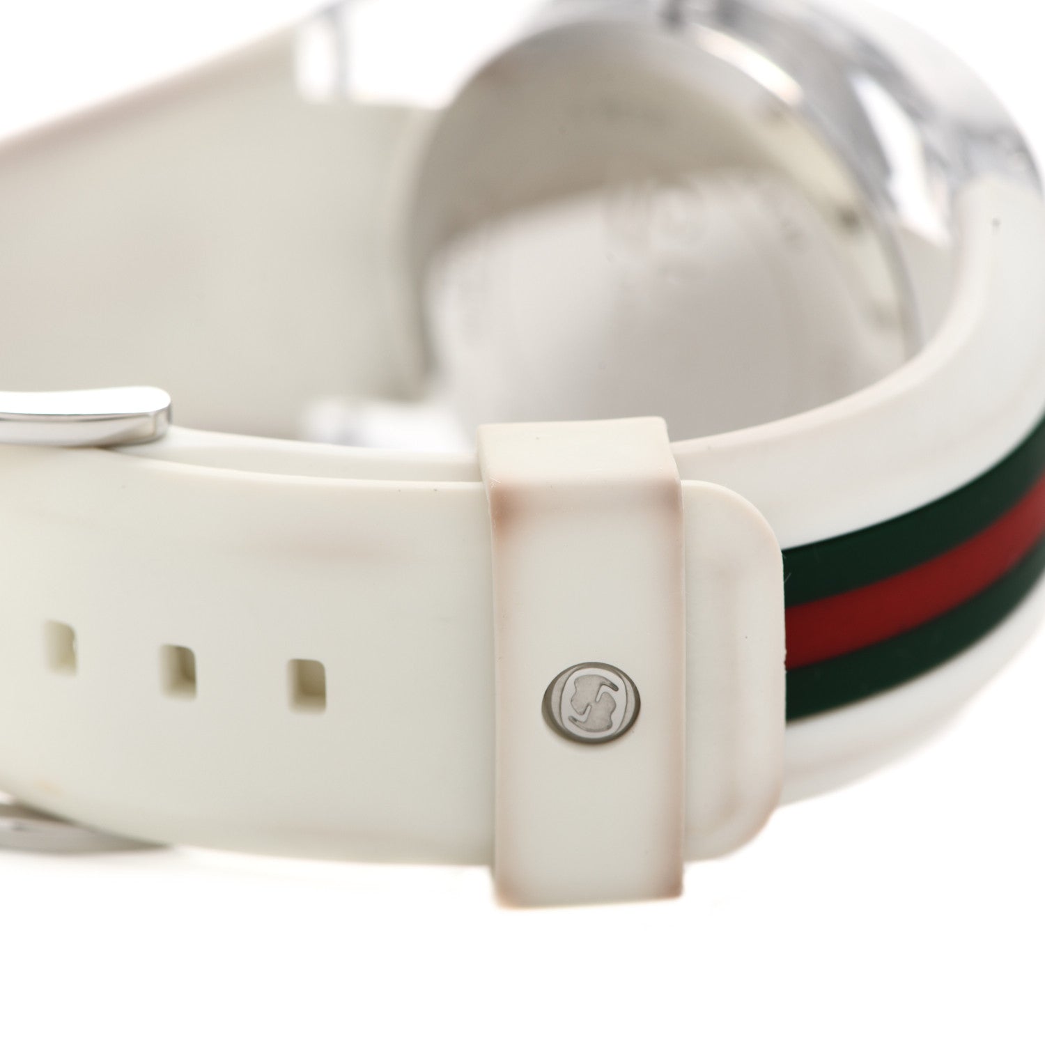 Gucci Stainless Steel Rubber 46mm Sync Web Quartz Watch White 5 of 7