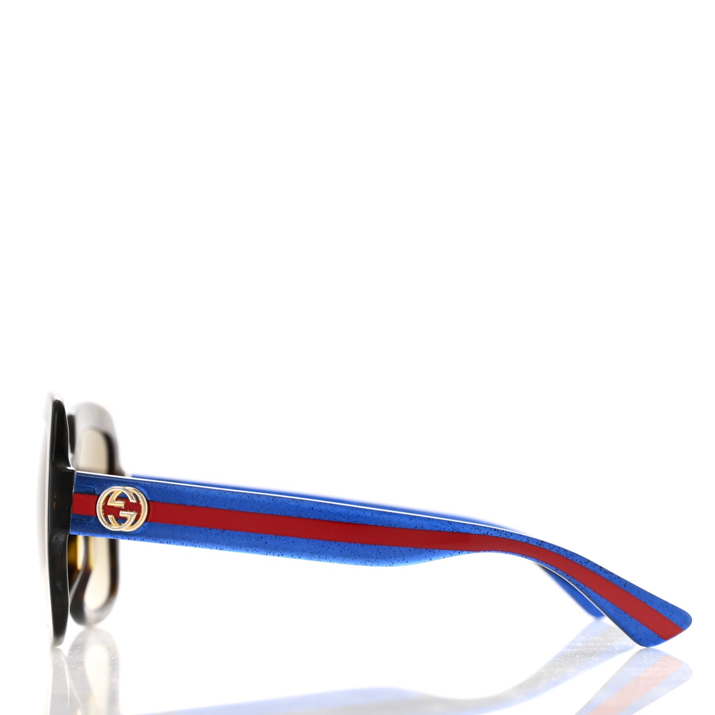 Acetate Square Frame Web Glitter Sunglasses GG0036S Brown Blue