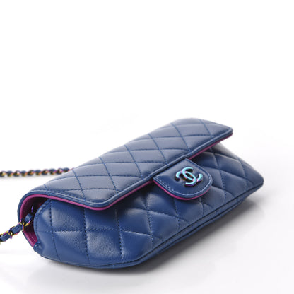 Chanel Lambskin Quilted Glasses Case With Chain Blue Purple 4 of 12
