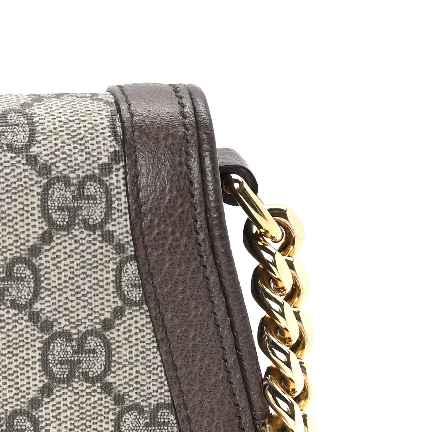 Gucci GG Supreme Monogram Textured Dollar Calfskin Blondie Chain Shoulder Flap Bag Beige Ebony New Acero 6 of 7