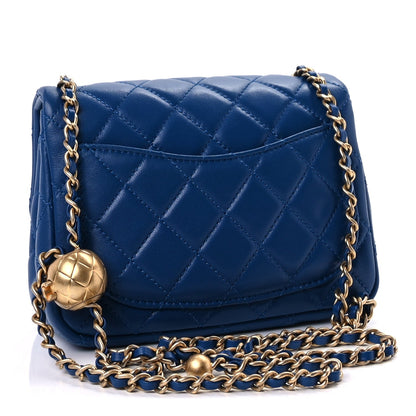 Chanel Lambskin Quilted Mini Pearl Crush Flap  Blue 3 of 10