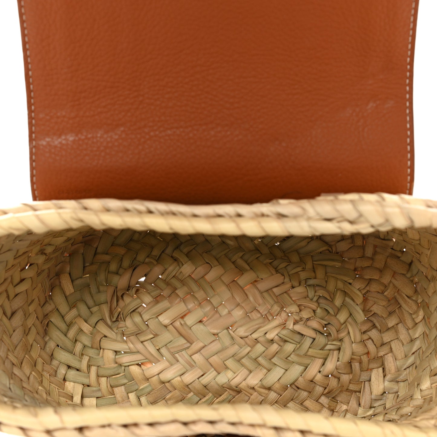 Raffia Calfskin Marcie Basket Tan