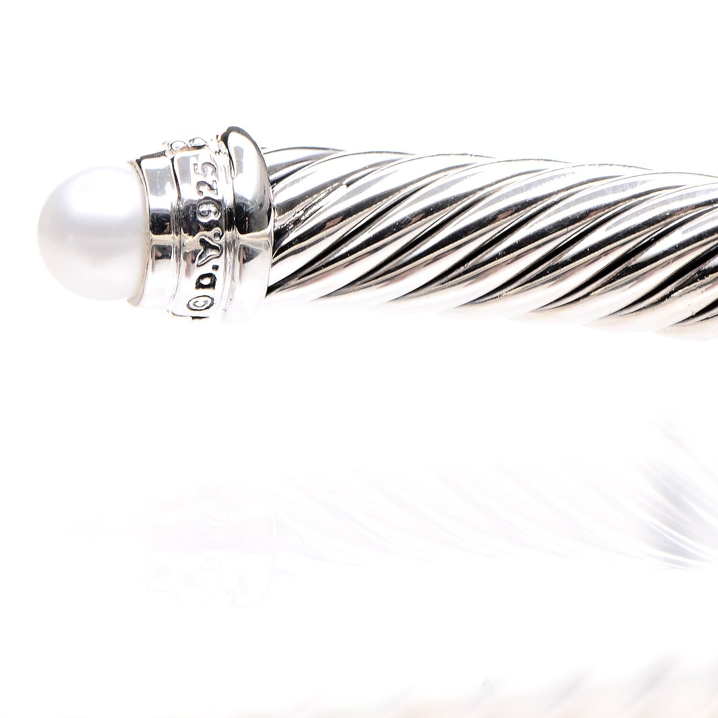 Sterling Silver Diamond Pearl 5mm Cable Classics Bracelet