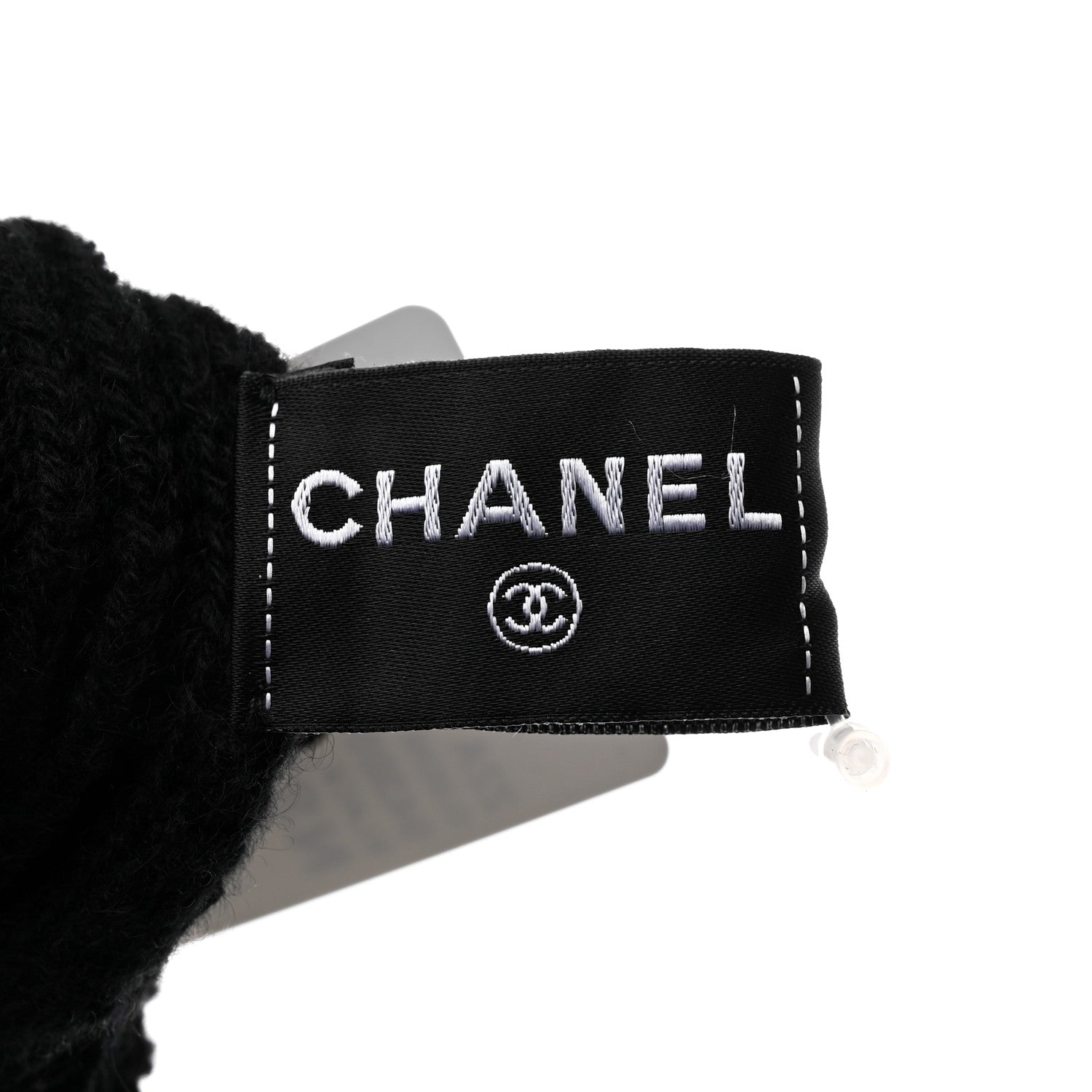 Chanel Cashmere Sequin Logo Beanie Hat Black Gold 4 of 6