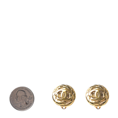 Chanel CC Button Clip On Earrings Gold 2 of 4