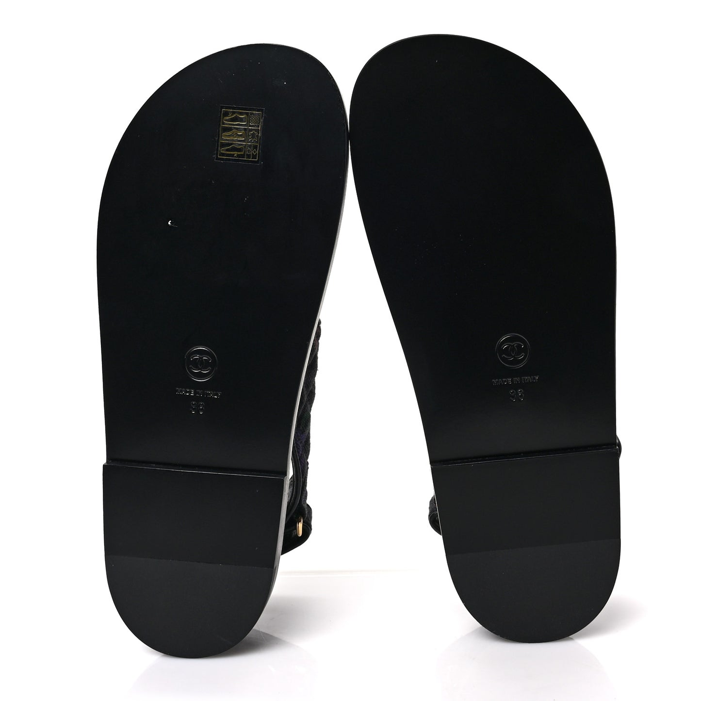 Denim Quilted Dad Sandals 38 Black Multicolor
