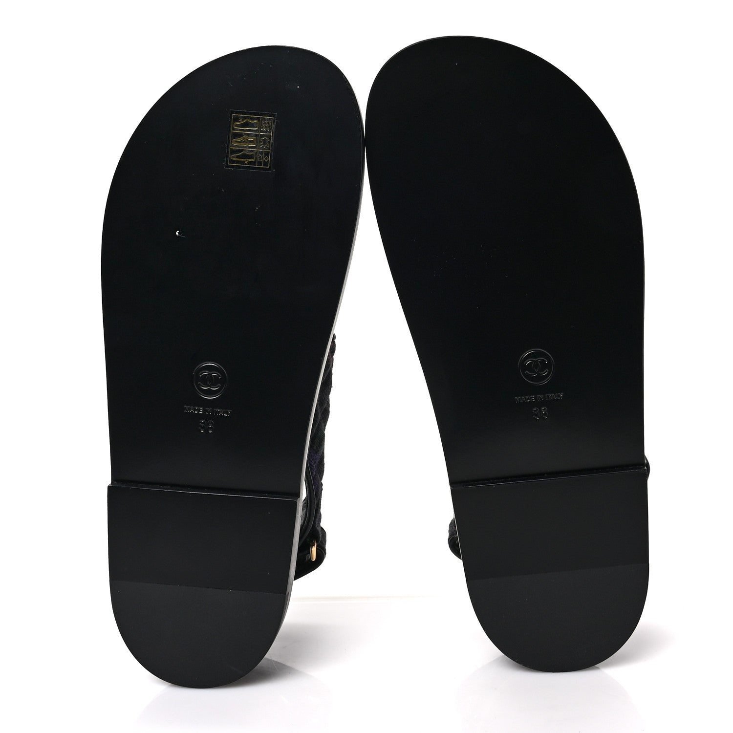 Chanel Denim Quilted Dad Sandals 38 Black Multicolor 6 of 9