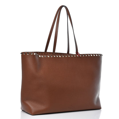 Valentino Garavani Grained Calfskin Rockstud Shoulder Tote Bright Cognac 3 of 8
