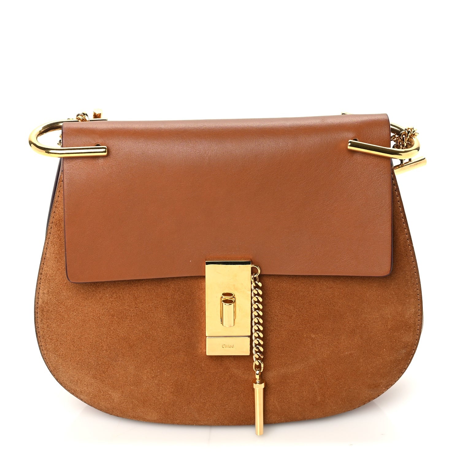 Chloe Suede Smooth Calfskin Mini Drew Shoulder Bag  Caramel 1 of 8