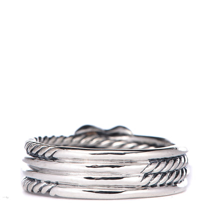 David Yurman Sterling Silver Diamond X Crossover Ring 54 6.75 4 of 5