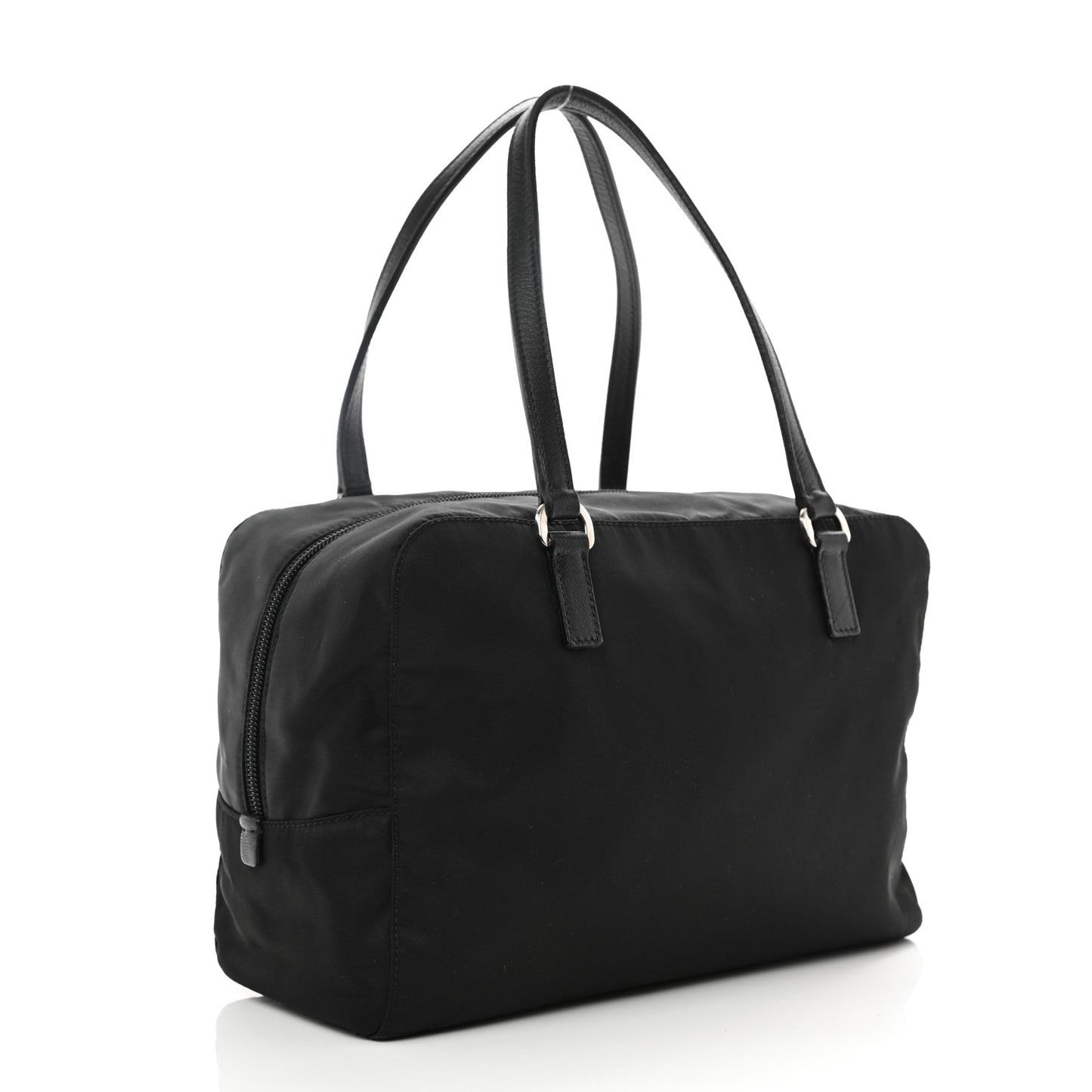 Tessuto Nylon Raso Bear Small Handle Bag Black