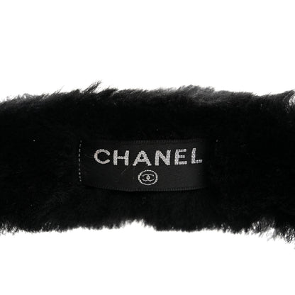 Chanel Shearling CC Ear Muffs Black White 5 of 6