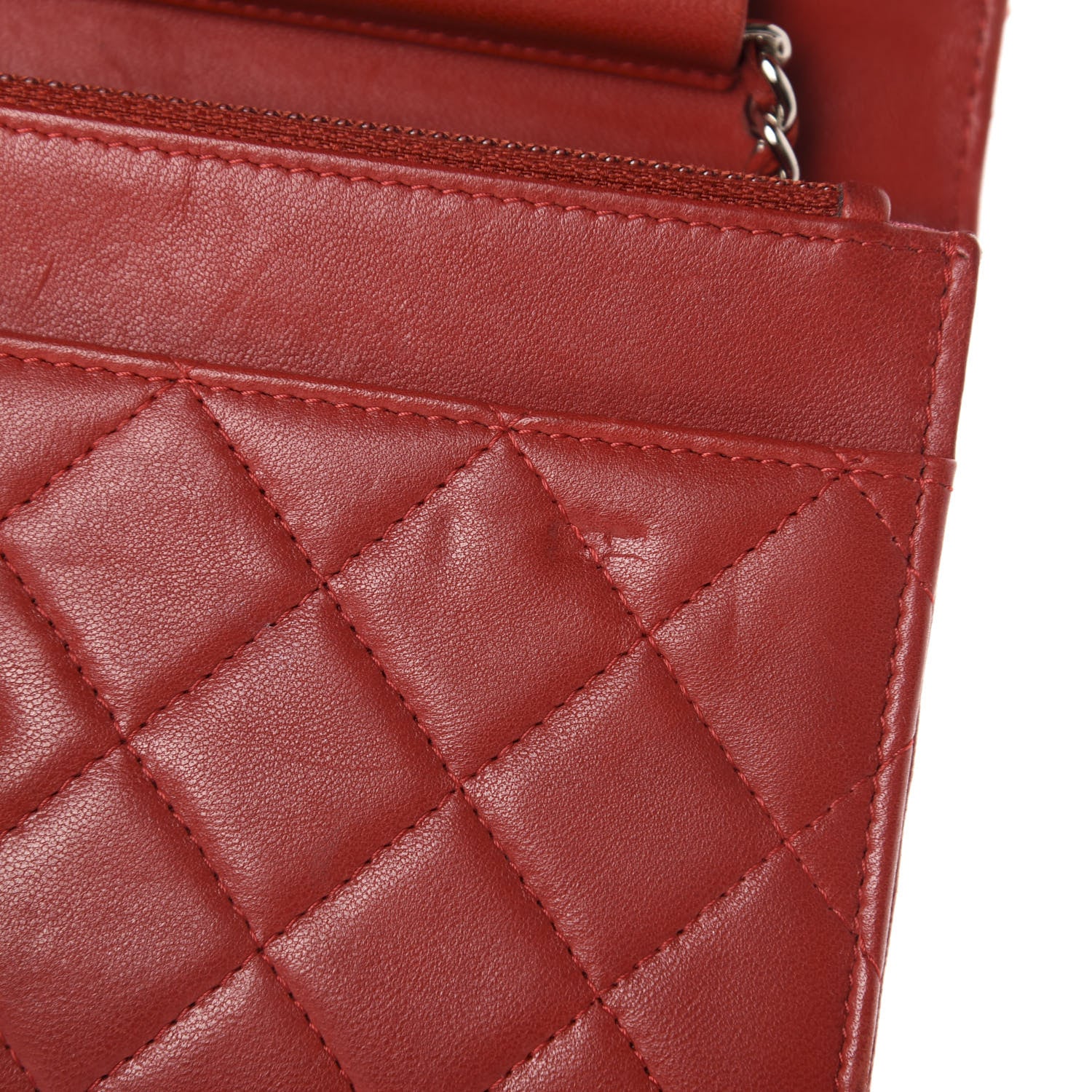 Chanel Lambskin Quilted Wallet On Chain WOC Red Pink 8 of 16