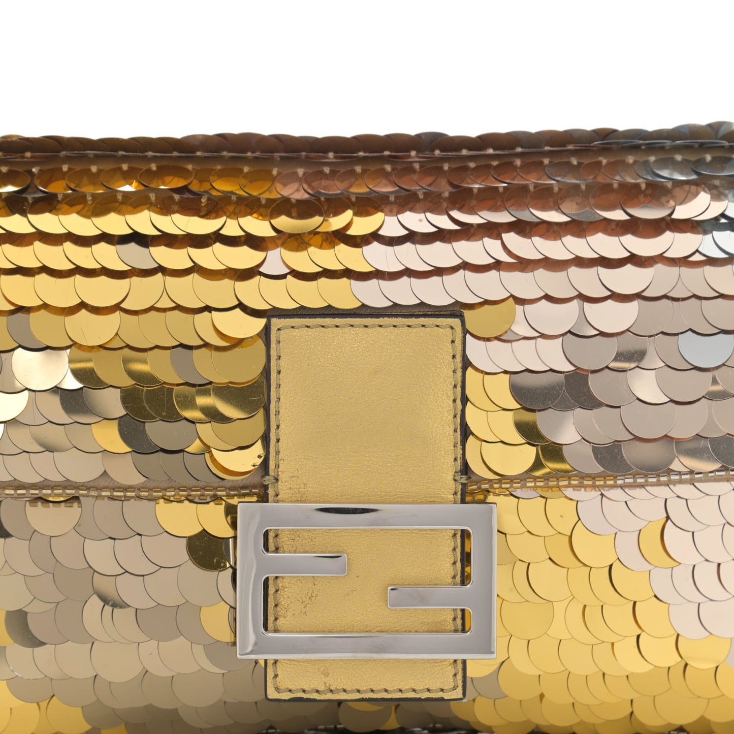 Sequin Paillettes Vitello Laminato Striped Baguette 1997 Oro Sfumato