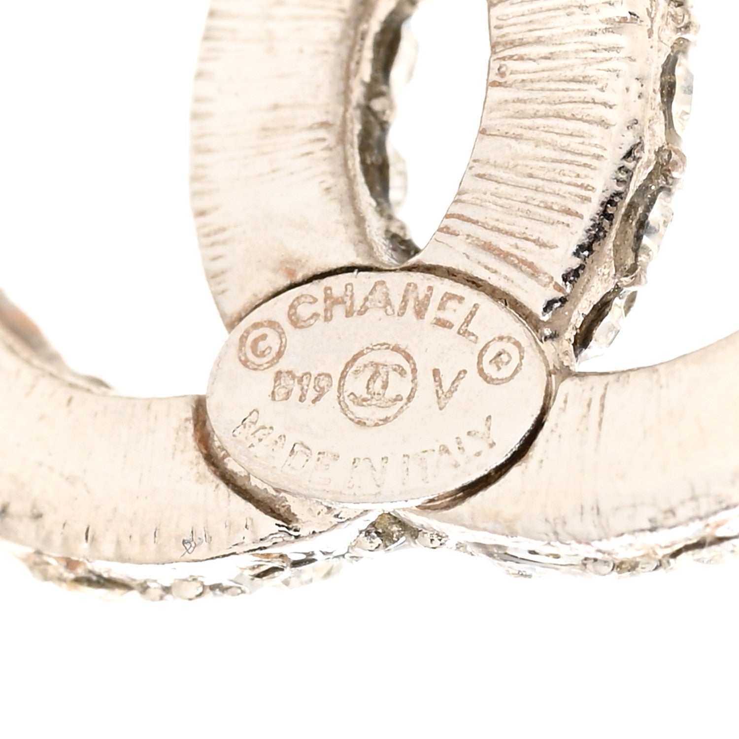 Chanel Crystal CC Earrings Silver 3 of 5