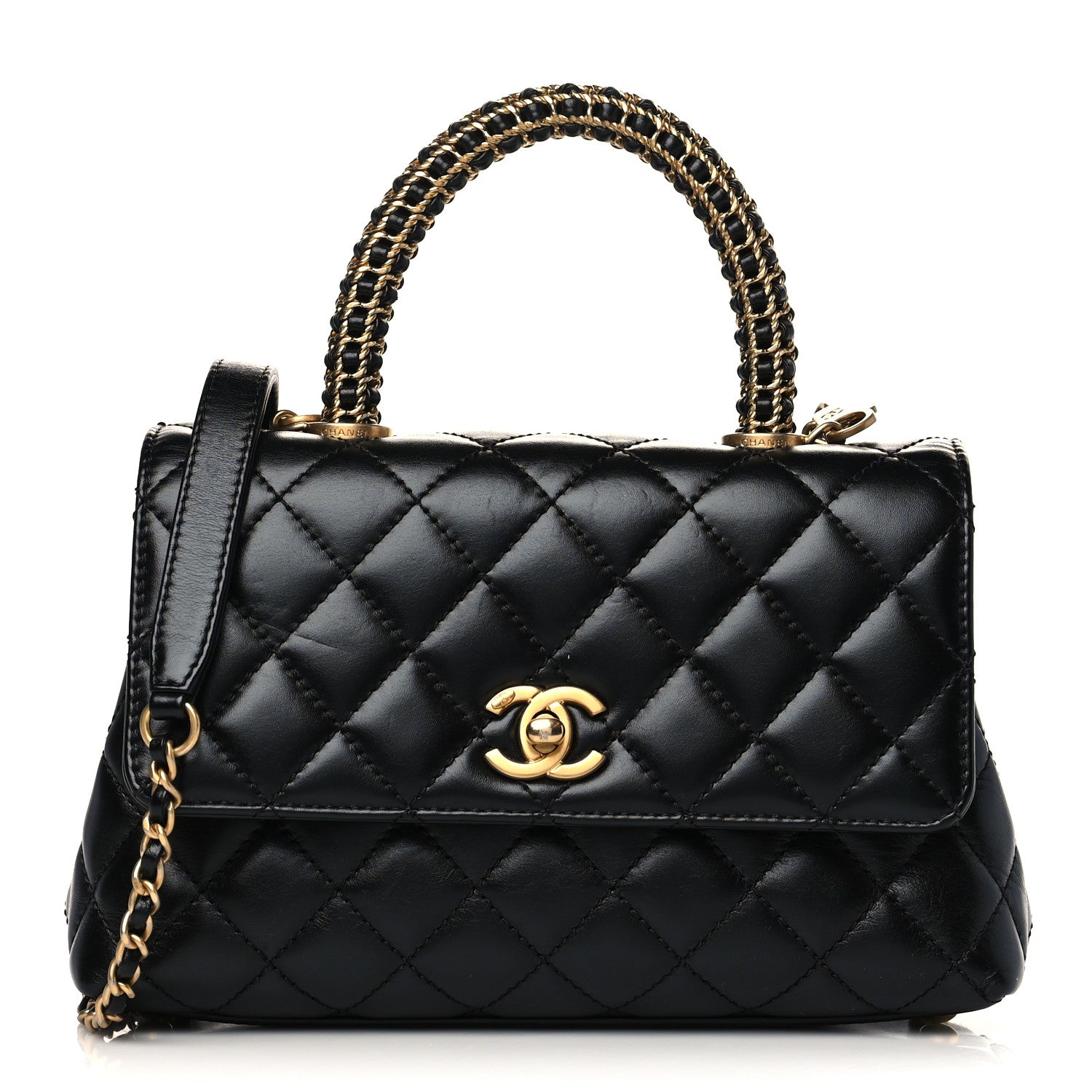 Chanel Calfskin Quilted Mini Coco Handle Flap Black 1 of 9