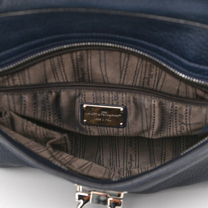 Salvatore Ferragamo Grained Calfskin Sofia Satchel Navy 5 of 15