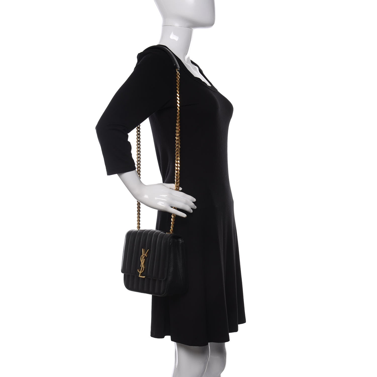 Saint Laurent Lambskin Matelasse Monogram Medium Vicky Chain Bag Black 2 of 10