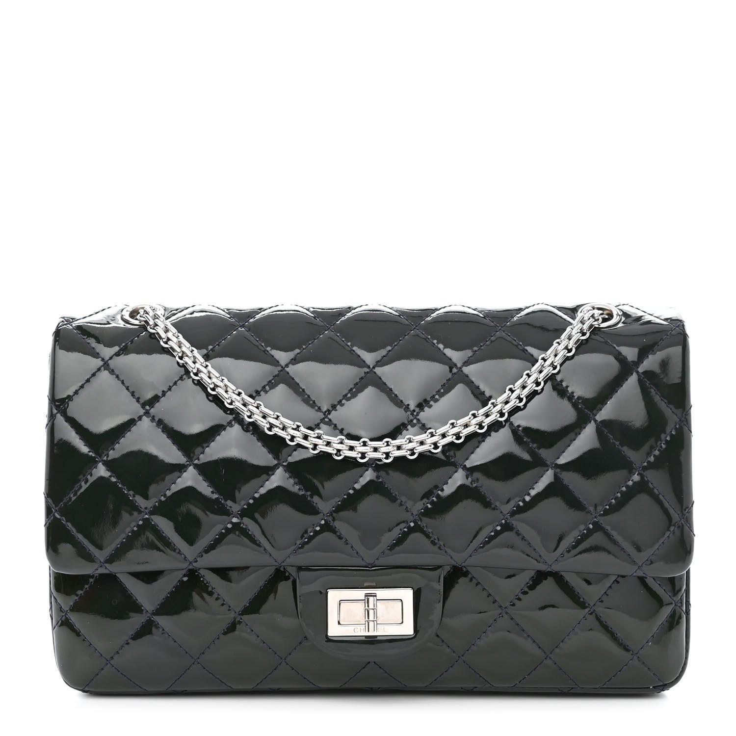 Chanel Patent Calfskin Quilted 2.55 Reissue 227 Flap Dark Blue 1 of 13