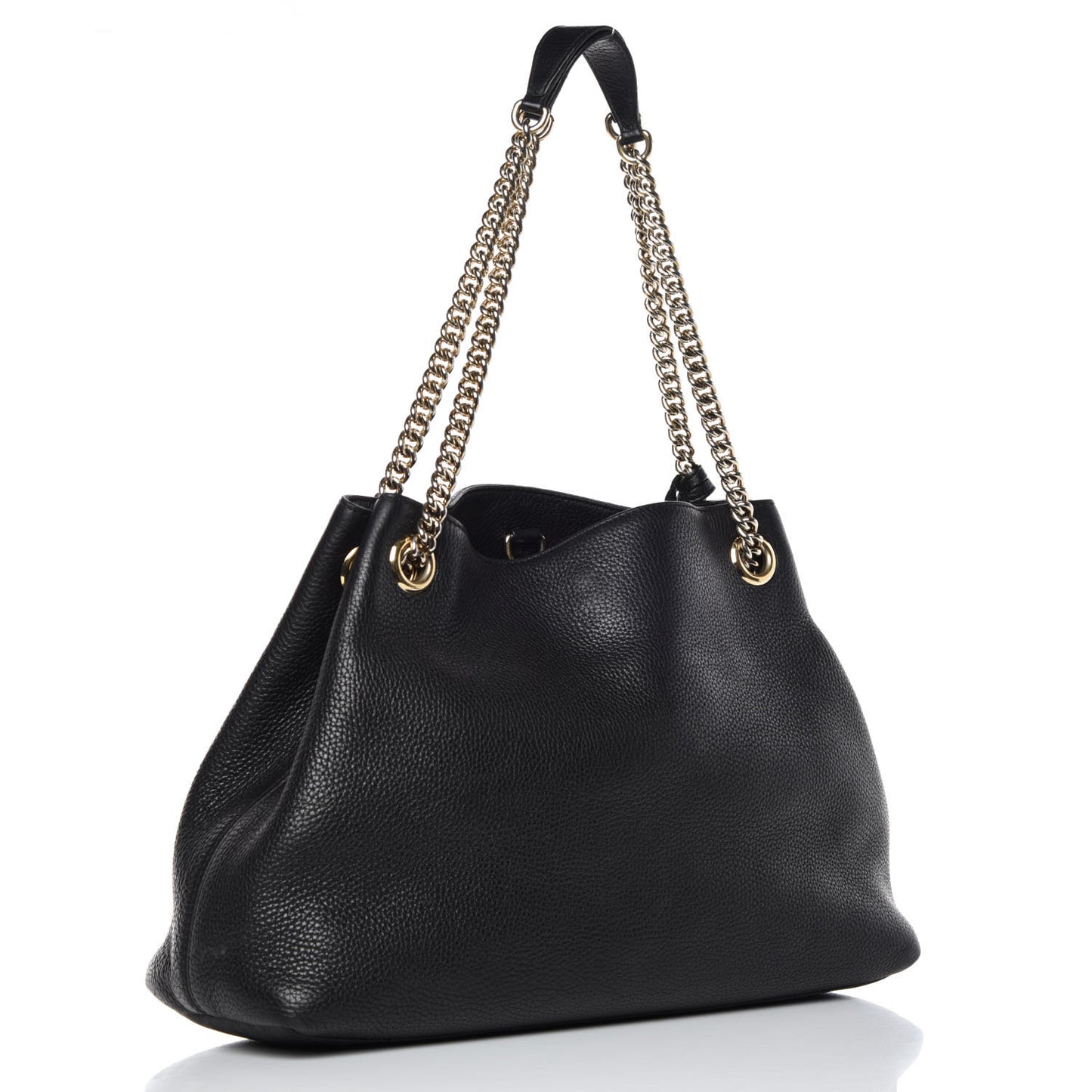 Pebbled Calfskin Medium Soho Chain Shoulder Bag Black