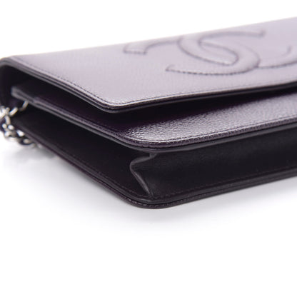 Chanel Caviar Timeless CC Wallet On Chain WOC Purple 10 of 12