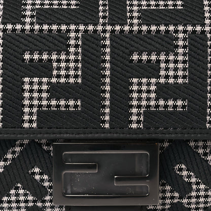 Fendi Wool Vitello King Houndstooth FF Embroidered Baguette Grigio Anthracite 6 of 8