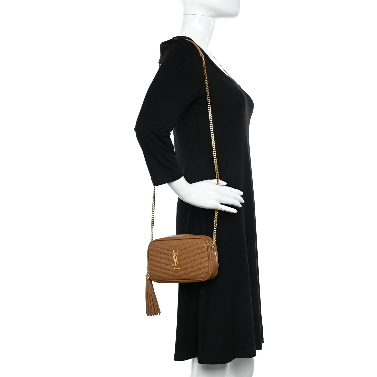 Saint Laurent Grain De Poudre Matelasse Monogram Mini Lou Camera Bag Dark Natural 2 of 10