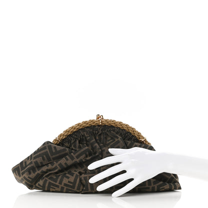 Fendi Fabric Jacquard FF Braided Shell Clutch Tobacco 4 of 18
