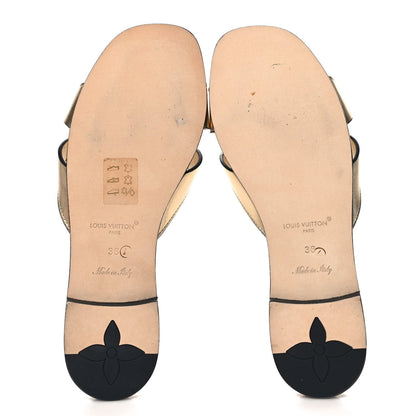 Louis Vuitton Metallic Calfskin LV Isola Flat Sandals Gold 6 of 7