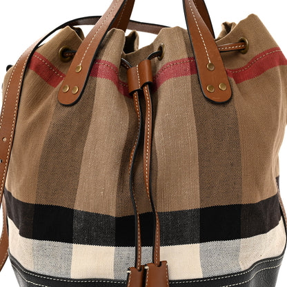 Burberry Grainy Calfskin House Check Canvas Medium Heston Crossbody Tan 8 of 11