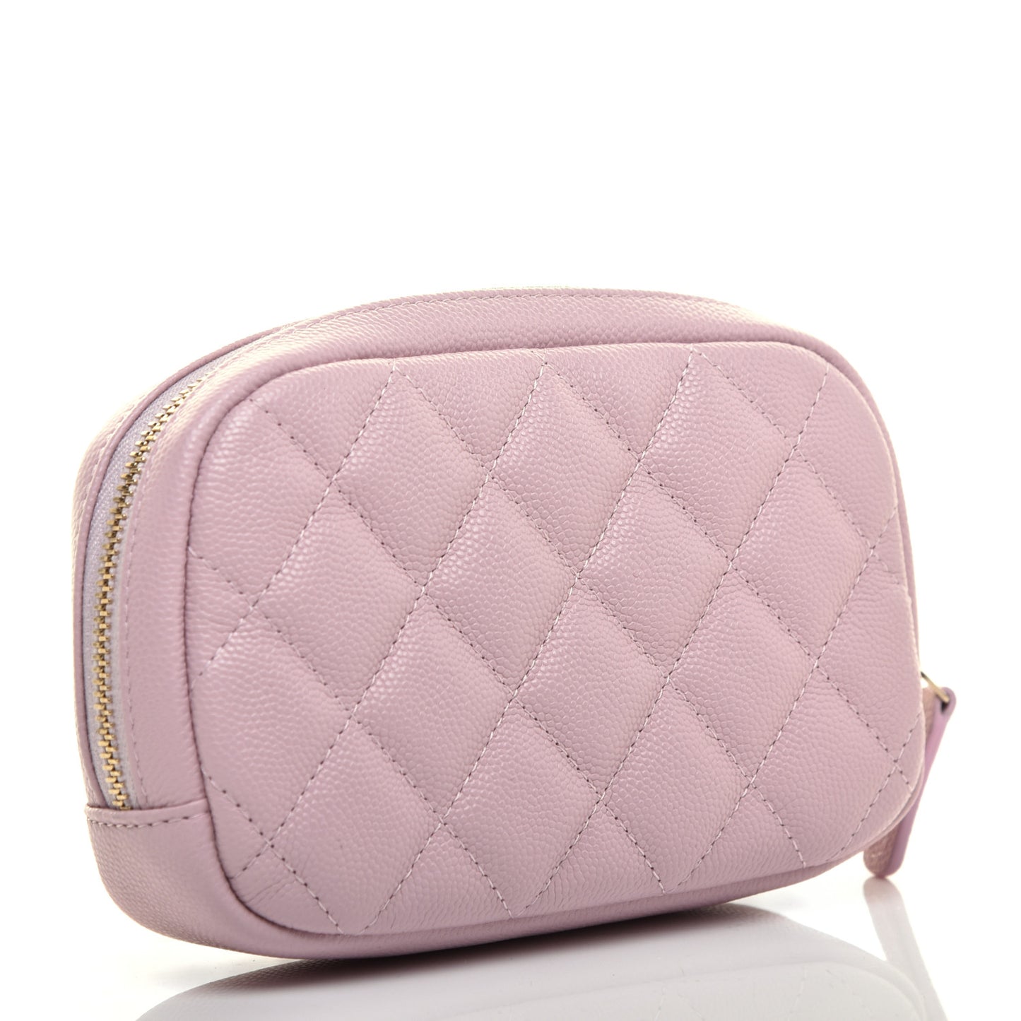 Caviar Quilted Small Curvy Pouch Cosmetic Case Light Pink