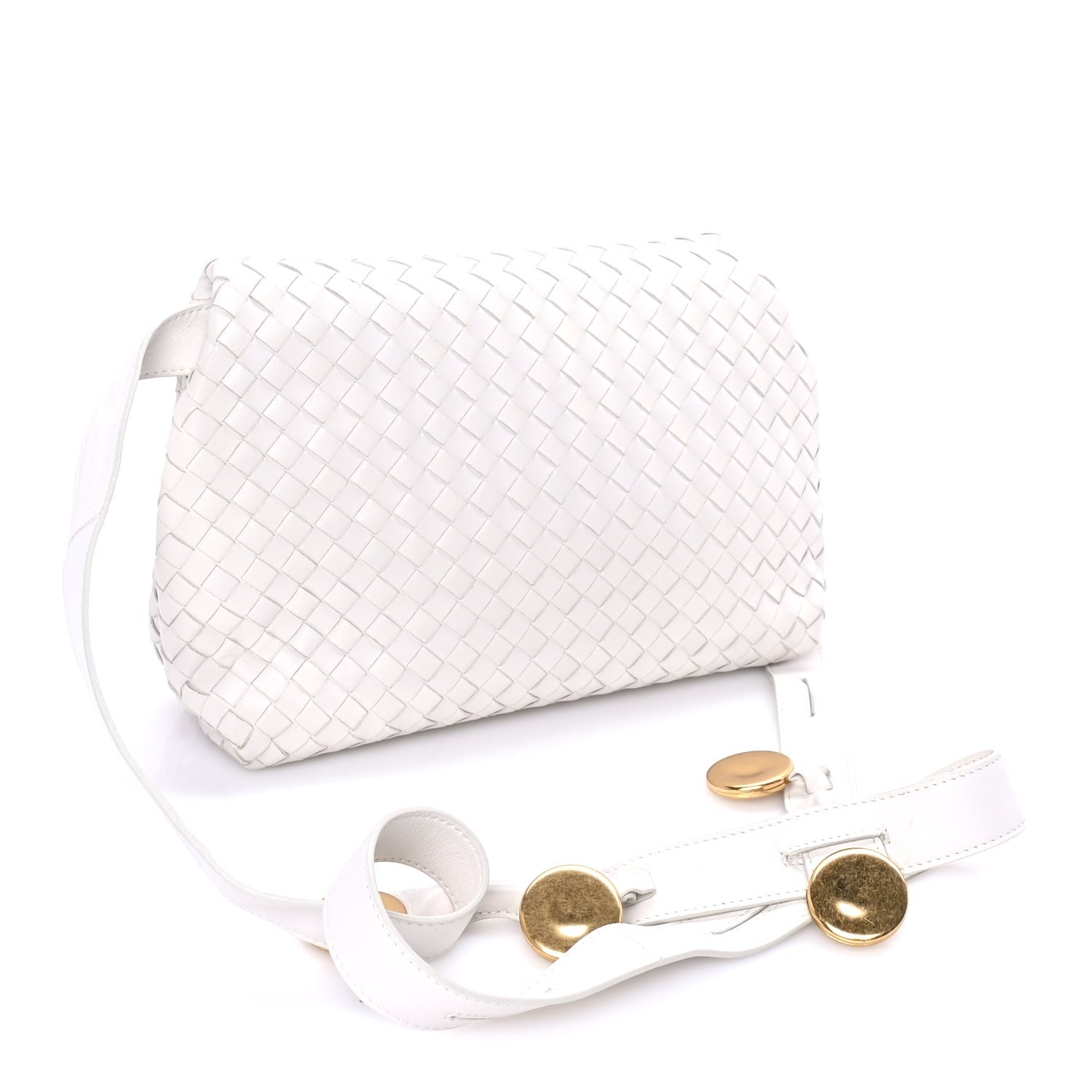Bottega Veneta Nappa Intrecciato The Fold Crossbody  White 2 of 7