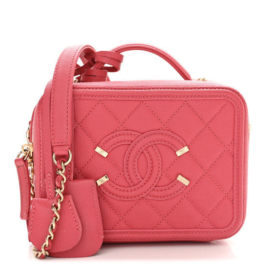 Chanel Caviar Quilted Small CC Filigree Vanity Case Pink 1 of 1