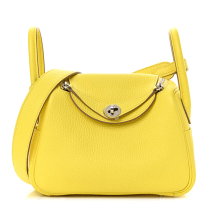 Hermes Taurillon Clemence Mini Lindy 20 Lime 1 of 10