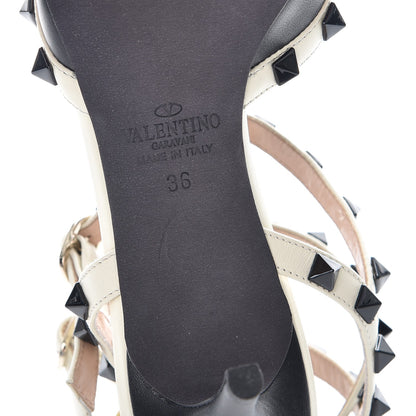 Valentino Garavani Nappa Rockstud Ankle Strap Low Heel Pumps 36 Black Ivory 6 of 8