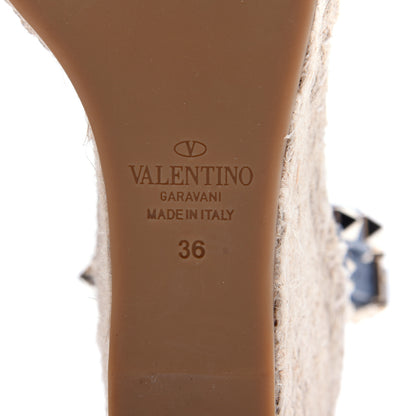 Valentino Garavani Denim Butterfly Embroidered Rockstud Ankle Wrap Espadrille 15/85mm Wedges 36 Light Denim 11 of 18