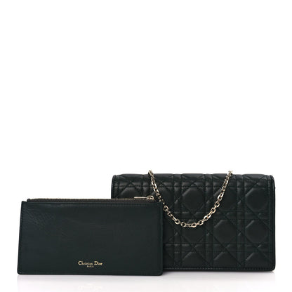 Christian Dior Lambskin Cannage Lady Dior Pouch Dark Green 2 of 10