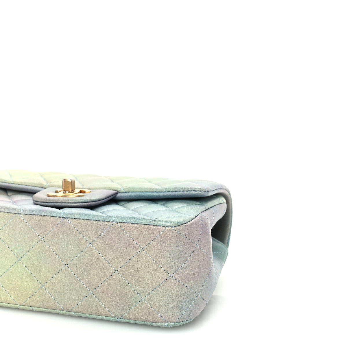 Lambskin Quilted Ombre Mini Top Handle Rectangular Flap Blue Green