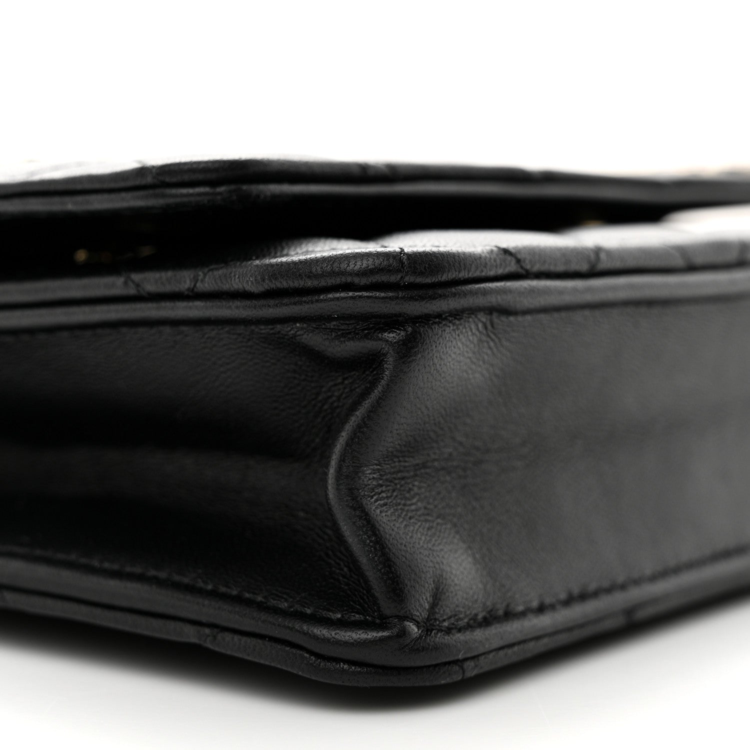 Chanel Lambskin Quilted Enamel Wallet On Chain WOC Black 10 of 12