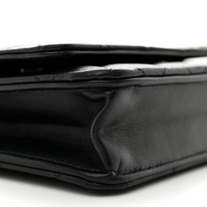 Chanel Lambskin Quilted Enamel Wallet On Chain WOC Black 10 of 12