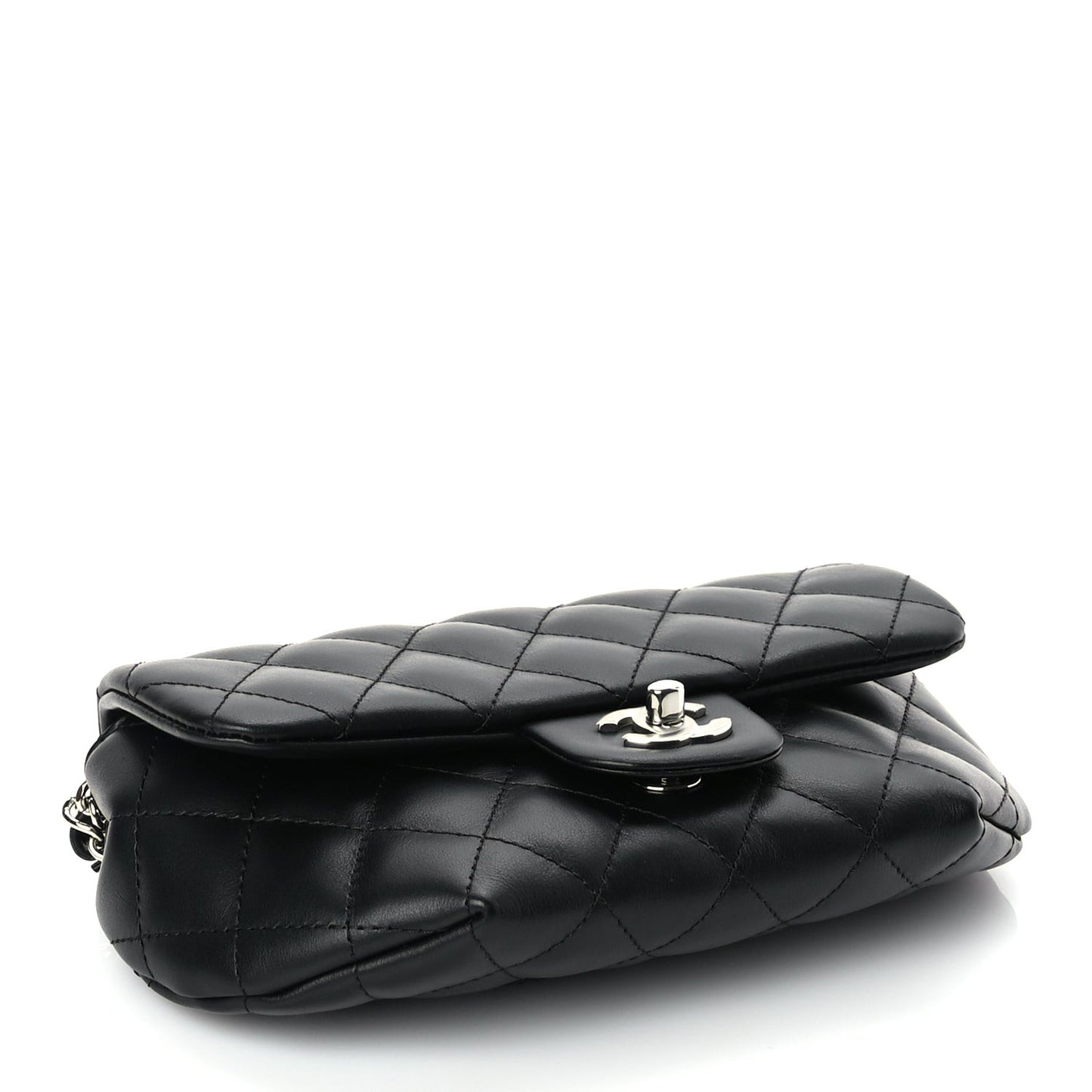 Calfskin Quilted CC Uniform Flap Belt Bag Black