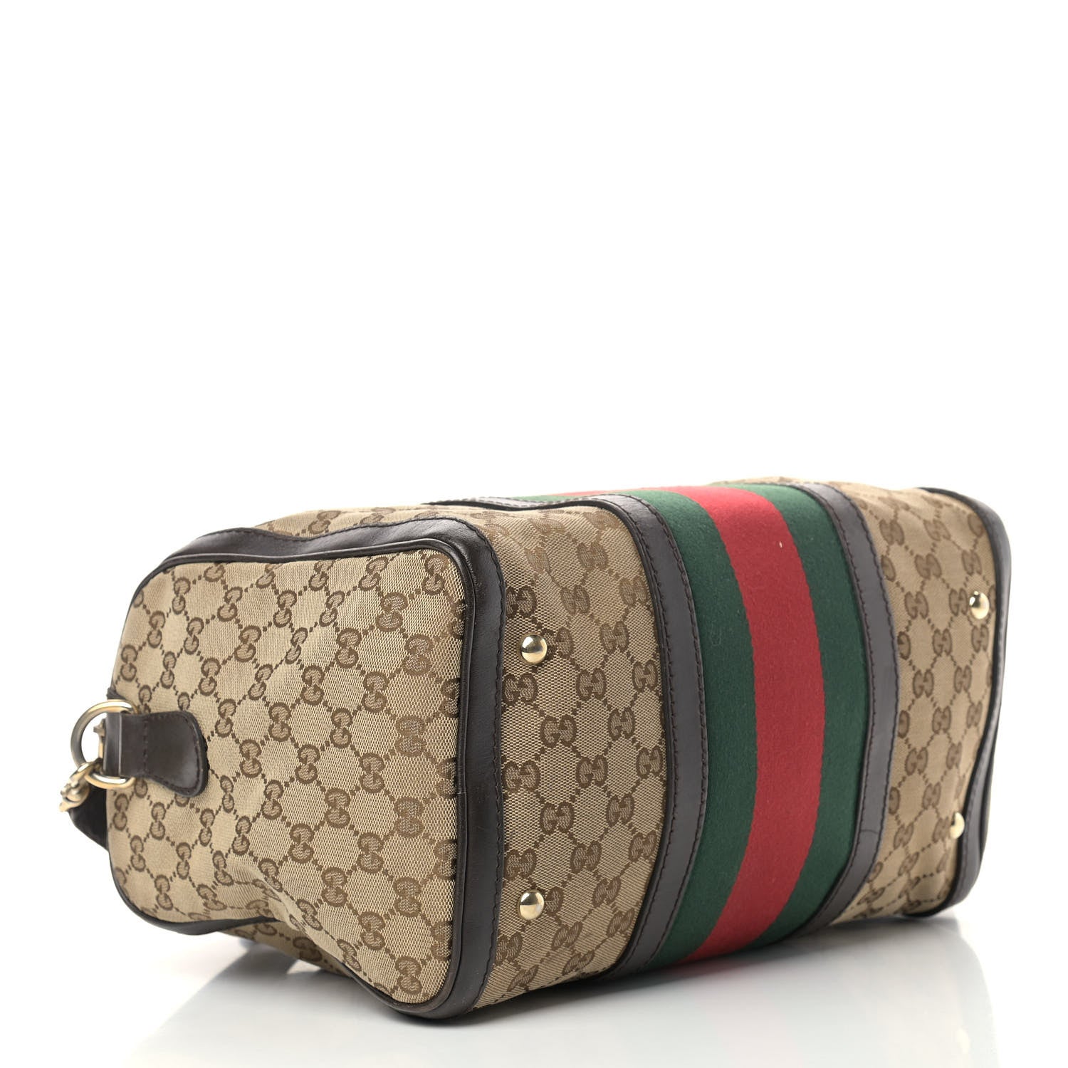 Gucci Monogram Vintage Web Medium Boston Dark Brown 4 of 13