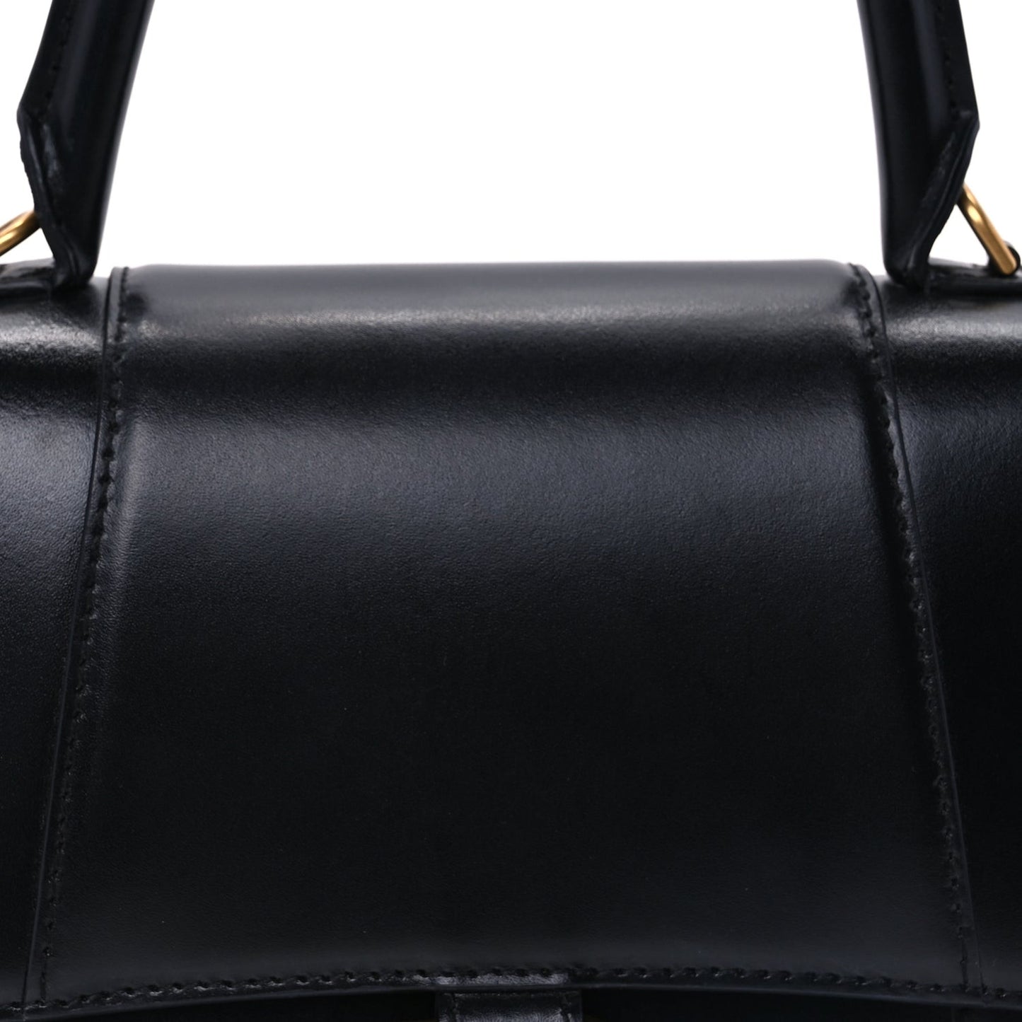 Shiny Box Calfskin Small Hourglass Top Handle Bag  Black