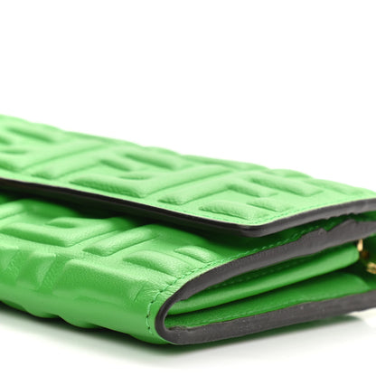 Fendi Nappa Matisse FF Embossed Continental Wallet On Chain Tomatillo 5 of 11