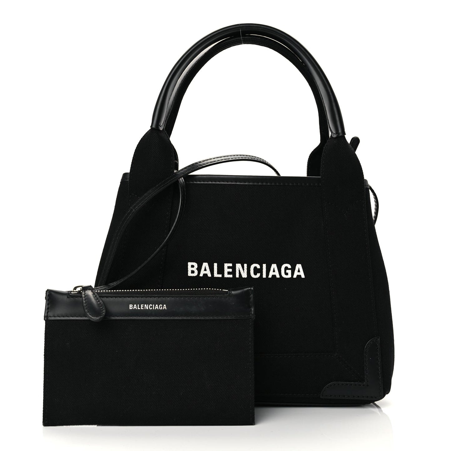 Cotton Canvas Calfskin Navy Cabas XS Black