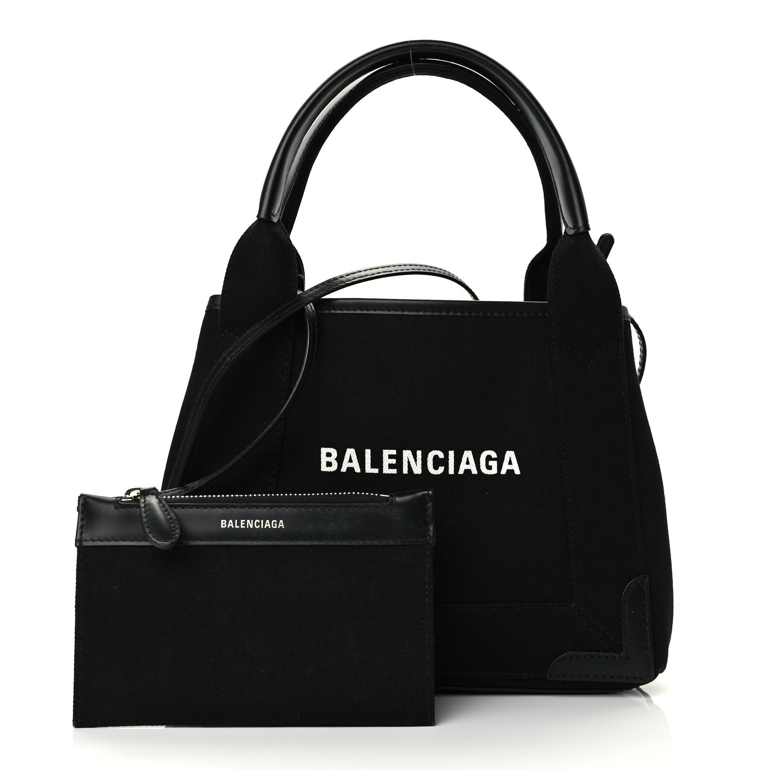 Balenciaga Cotton Canvas Calfskin Navy Cabas XS Black 2 of 10