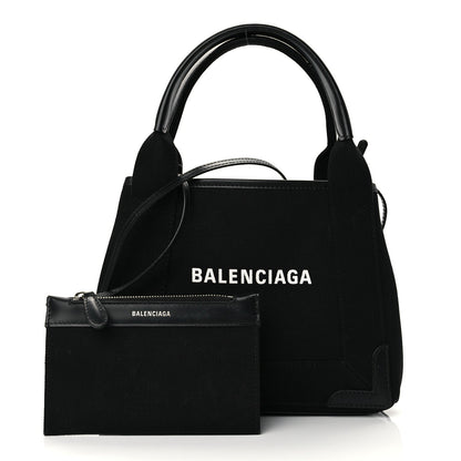 Balenciaga Cotton Canvas Calfskin Navy Cabas XS Black 2 of 10