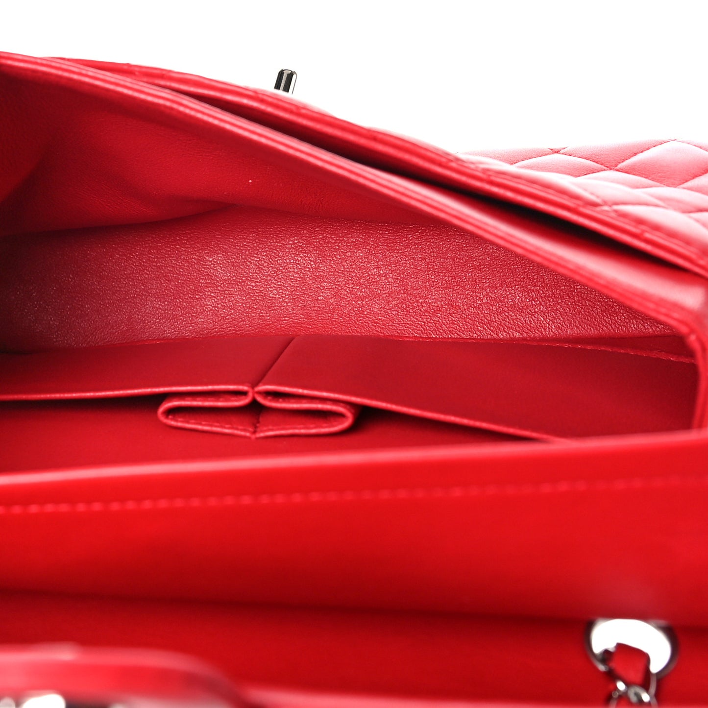 Lambskin Quilted Medium Double Flap Red