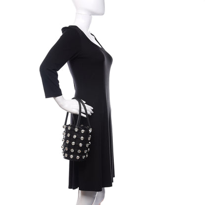 Alexander Wang Calfskin Crystal Embellished Roxy Mini Bucket Bag Black 2 of 10