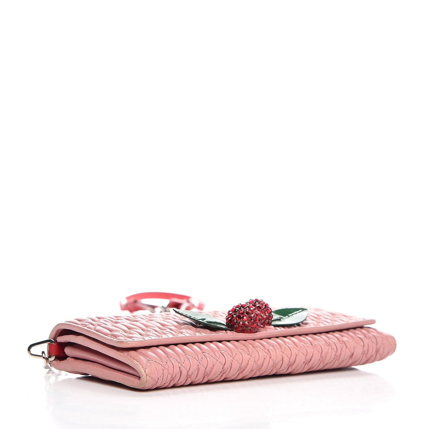 Nappa Matelasse Crystal Cherry Wallet On Chain Rosa